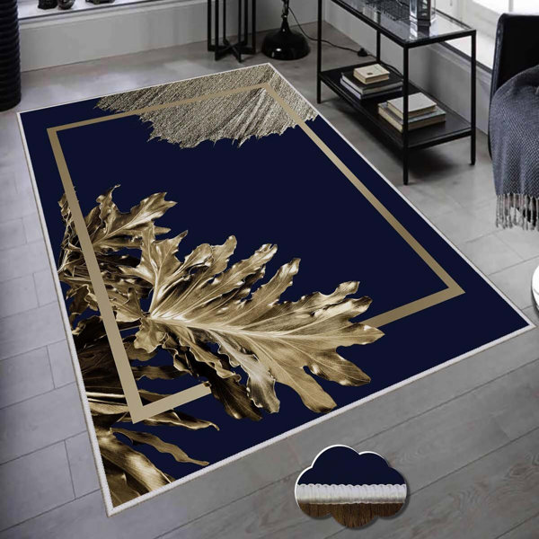 Bay Isle Home Annville Navy/Gold Rug Wayfair.co.uk